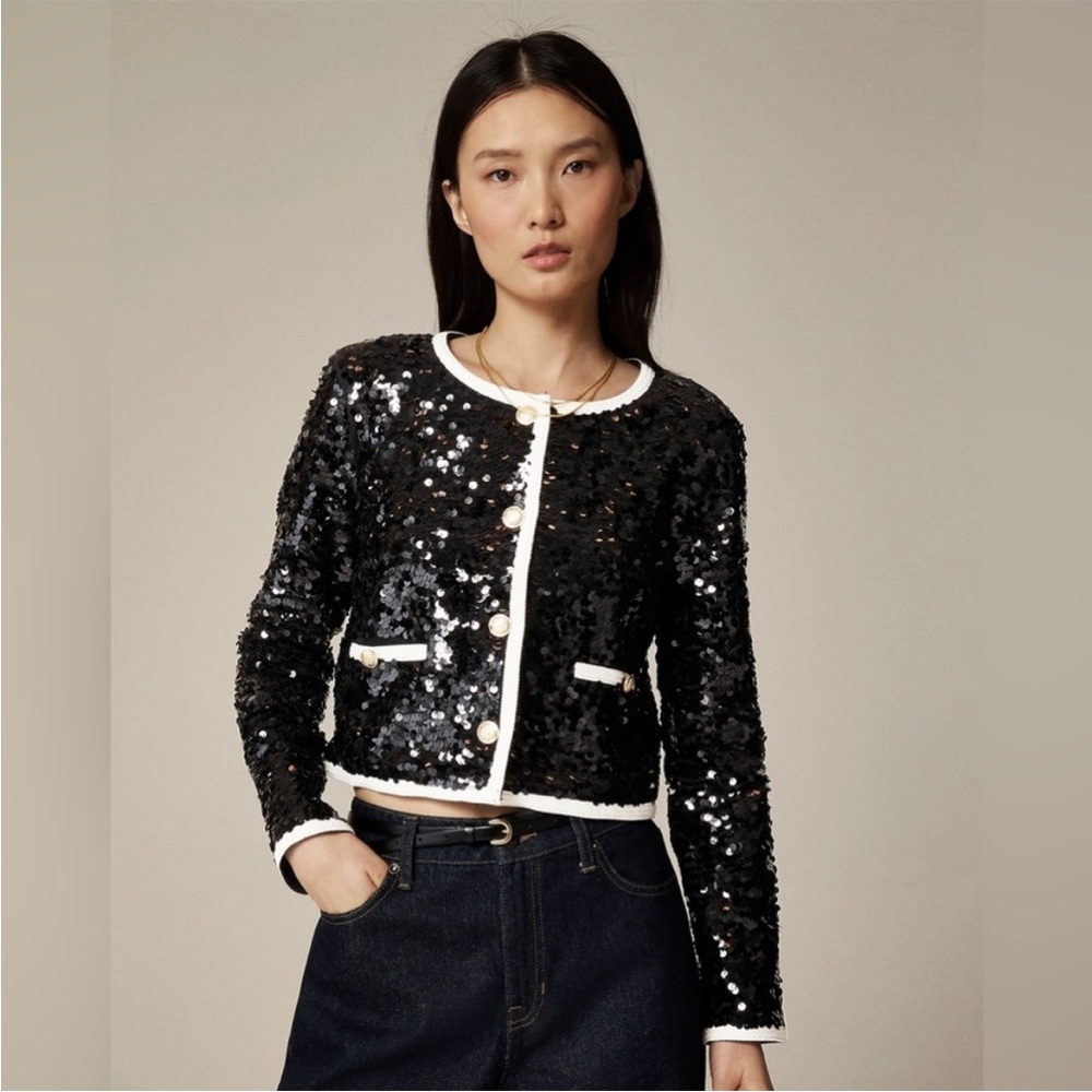 J. Crew Mariner Jersey Lady Jacket With Sequins Estimated Small